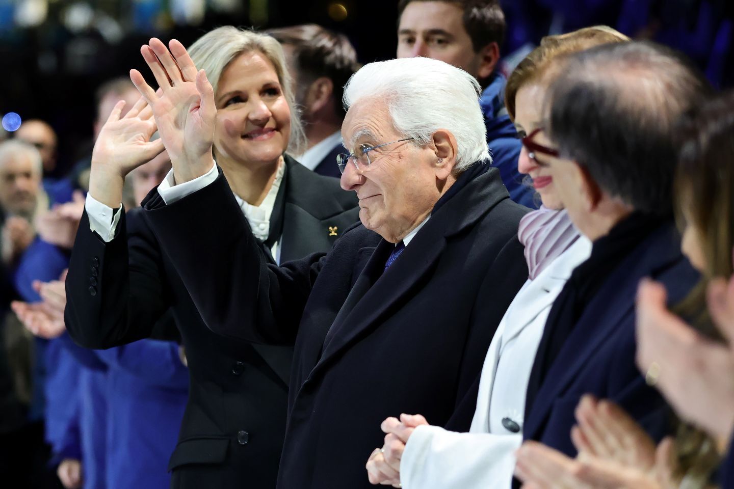 開会式に出席したイタリアのセルジョ・マッタレッラ大統領（中央）。(C) Getty Images