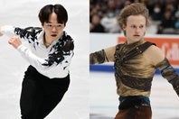 鍵山（左）とマリニン（右）。団体戦で日米エース対決が実現した。(C) Getty Images