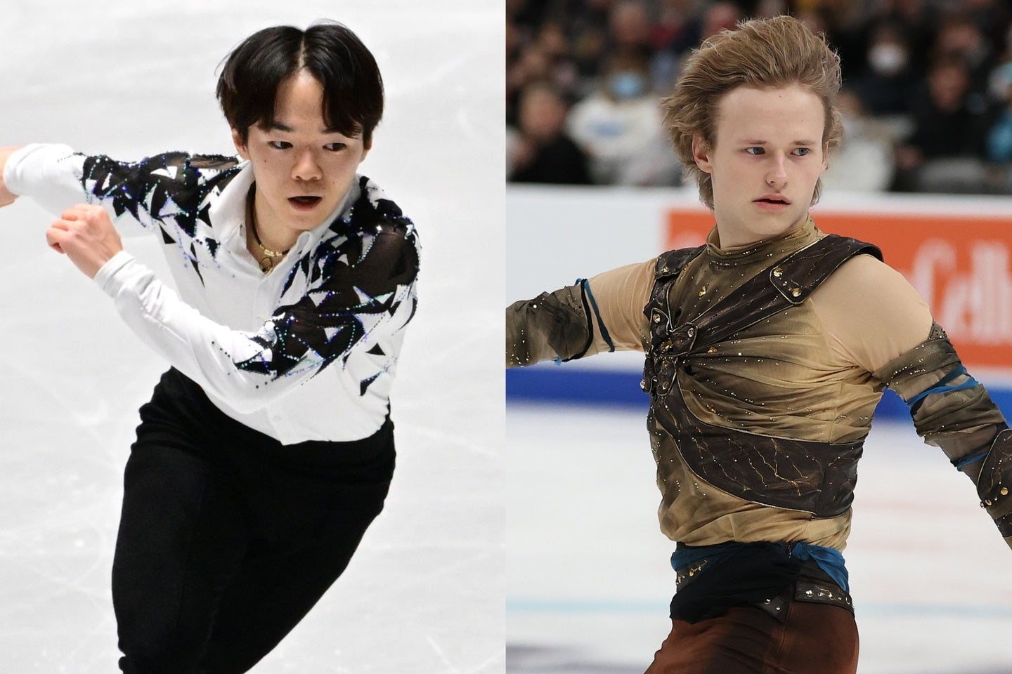 鍵山（左）とマリニン（右）。団体戦で日米エース対決が実現した。(C) Getty Images