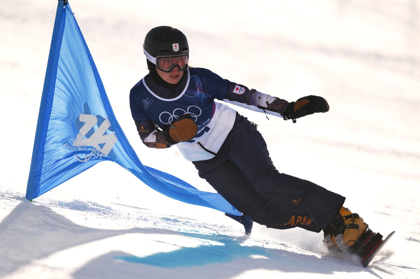 女子パラレル大回転の竹内。７大会目の五輪は予選敗退となった。(C)Getty Images