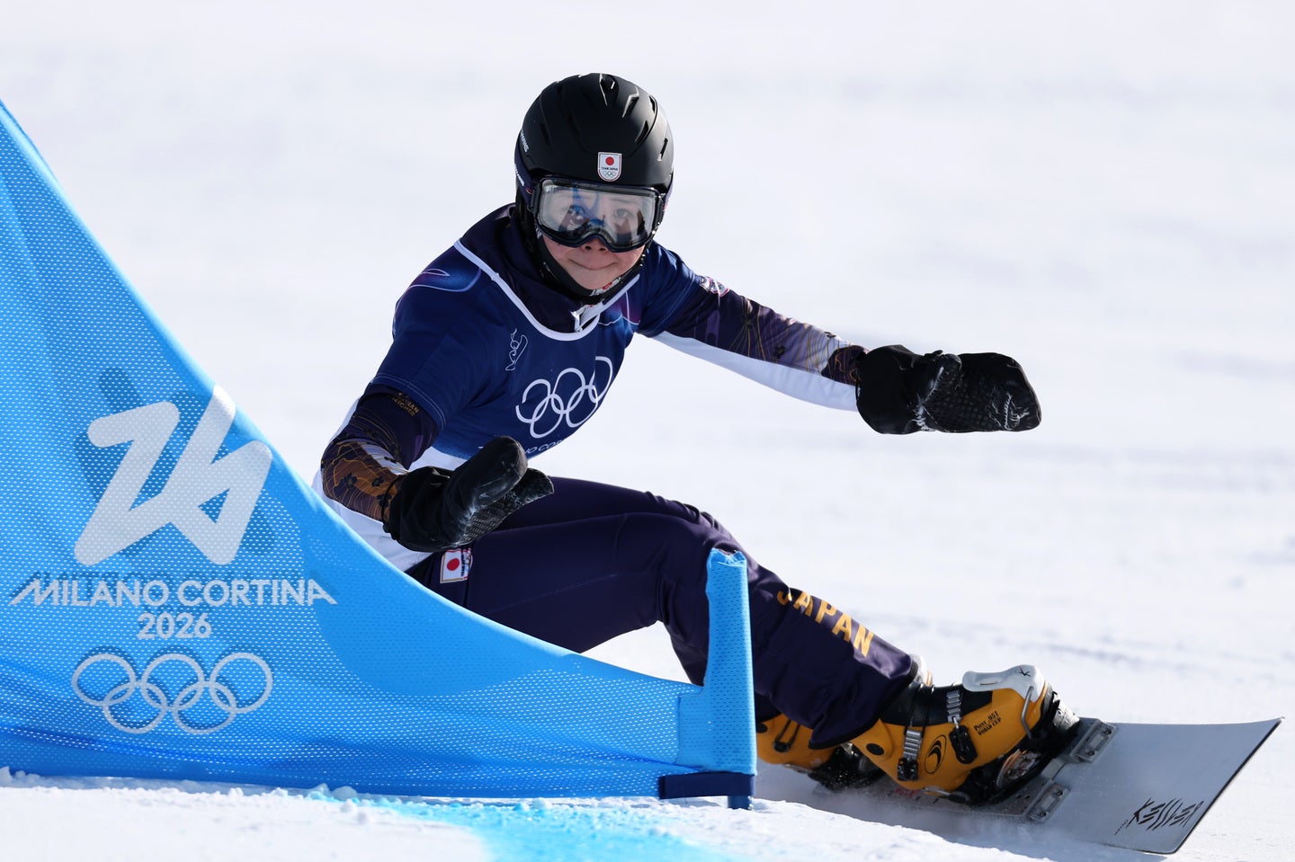 スノーボード女子パラレル大回転で予選敗退となった三木つばき。(C)Getty Images