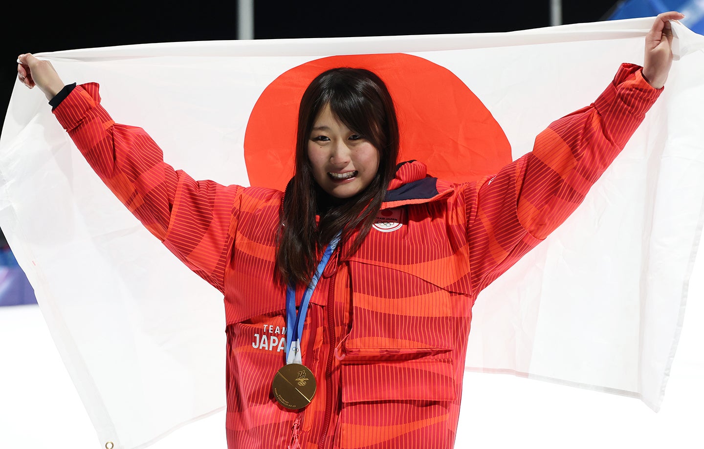 スノーボード女子ビッグエアで金メダルを獲得した村瀬。(C)Getty Images