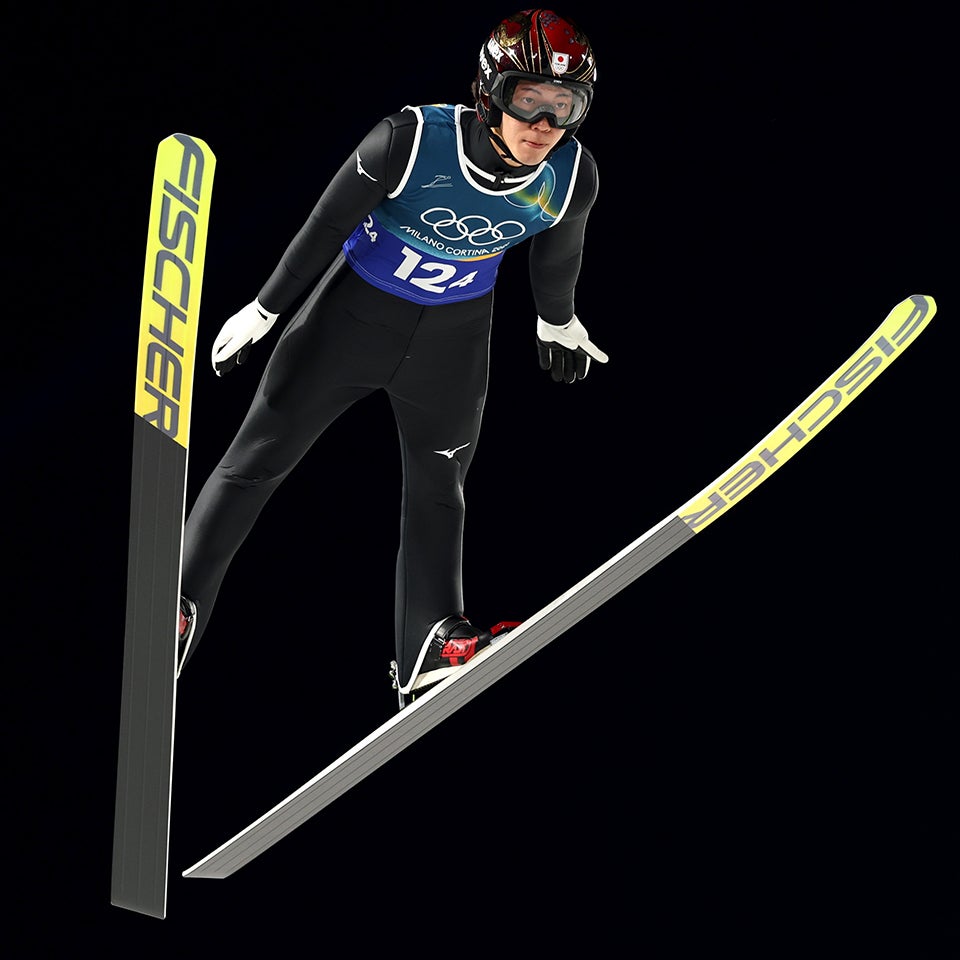 スキージャンプ混合団体に臨んだ二階堂。(C)Getty Images