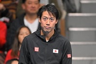 先週のデ杯ではケガの回復が間に合わず控えに回った錦織圭。15日から予選が始まるフランスの下部大会にエントリーした。写真：金子拓弥（THE　DIGEST写真部）