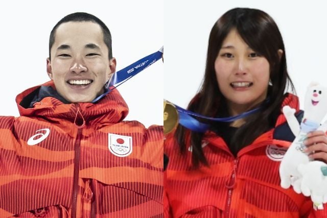 スノボビッグエアを制した木村（左）と村瀬（右）。(C)Getty Images