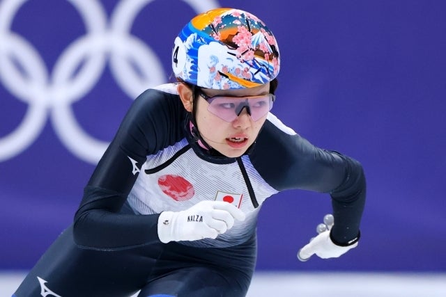 ショートトラック女子500mの準々決勝に出場した金井。写真：西村尚己/アフロスポーツ