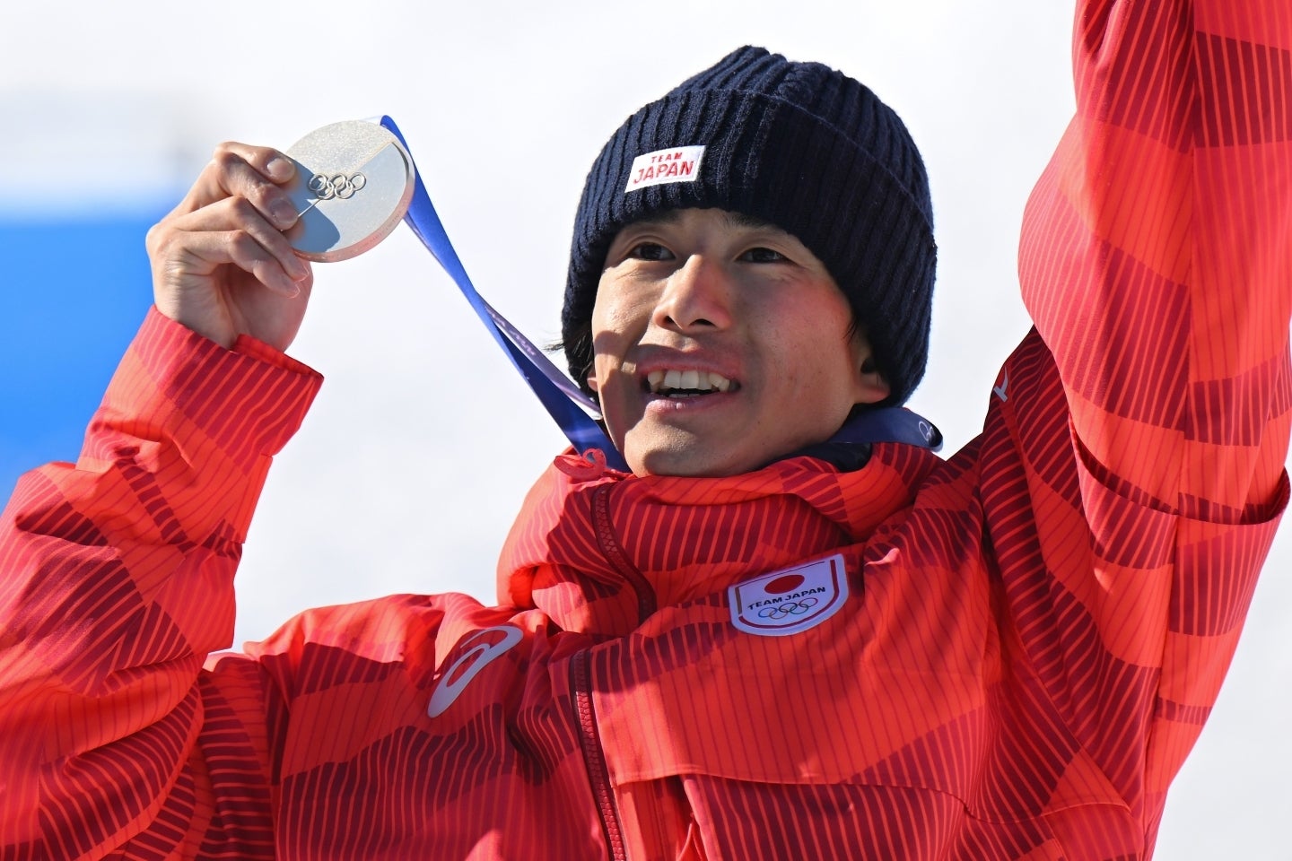 デュアルモーグルで銀メダルを獲得した堀島行真。(C)Getty Images