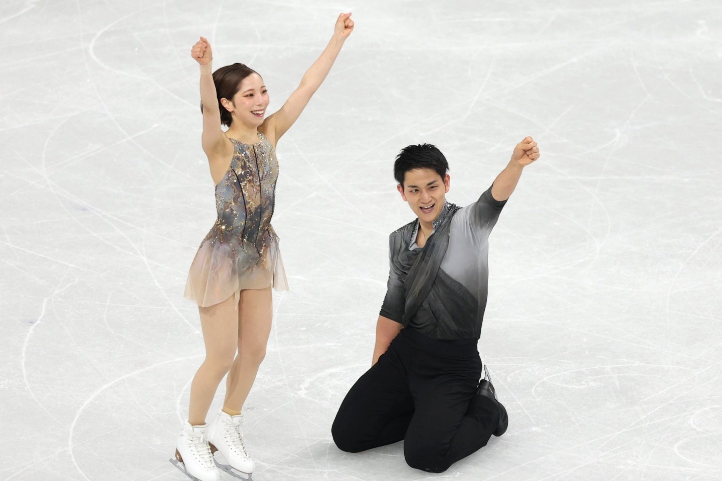 個人戦に臨むりくりゅう。団体戦では大活躍した。(C)Getty Images