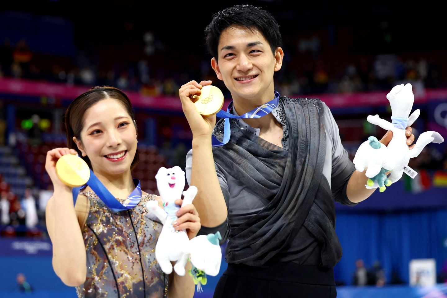 世界を感動の渦に巻いたりくりゅうペア。五輪の歴史に新たな名場面が刻まれた。(C)REUTERS/AFLO