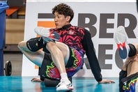 復帰に向けてリハビリ中の石川祐希も遠征に帯同。敵地でのCLベルリン戦でベンチ入りしたが、出場はしていない。画像提供：Sir Susa Scai Perugia