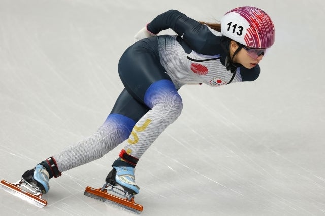 ショートトラック女子1500メートルで、準々決勝から３レースを走った長森。(C)Getty Images