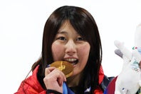 女子ビッグエアで金メダルを獲得した村瀬。(C)Getty Images