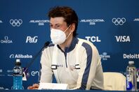 バイアスロン競技後の会見で自身の浮気を告白したレグレイド。(C) Getty Images