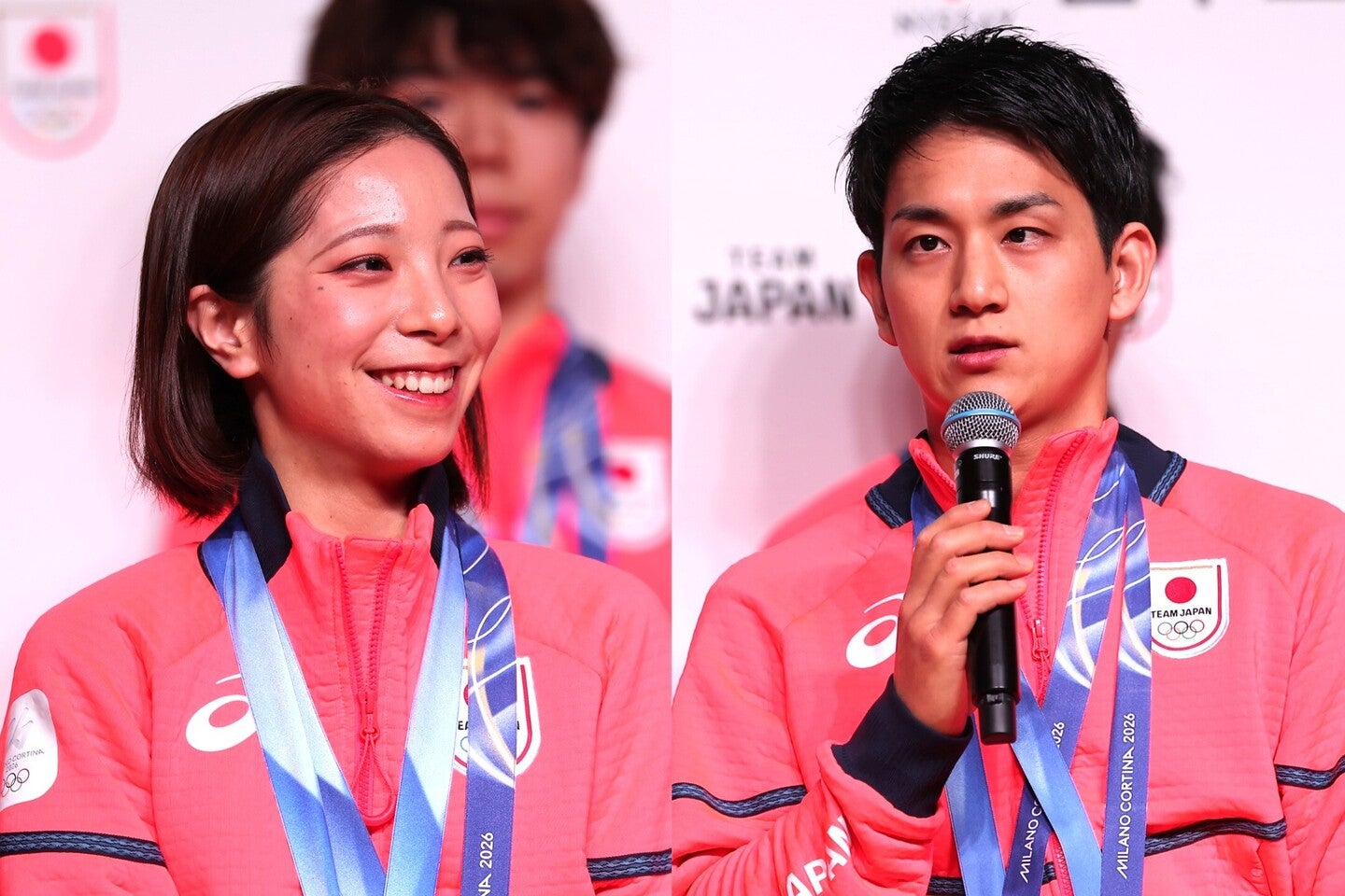 五輪金メダルを獲得したりくりゅうペア。写真：福冨倖希