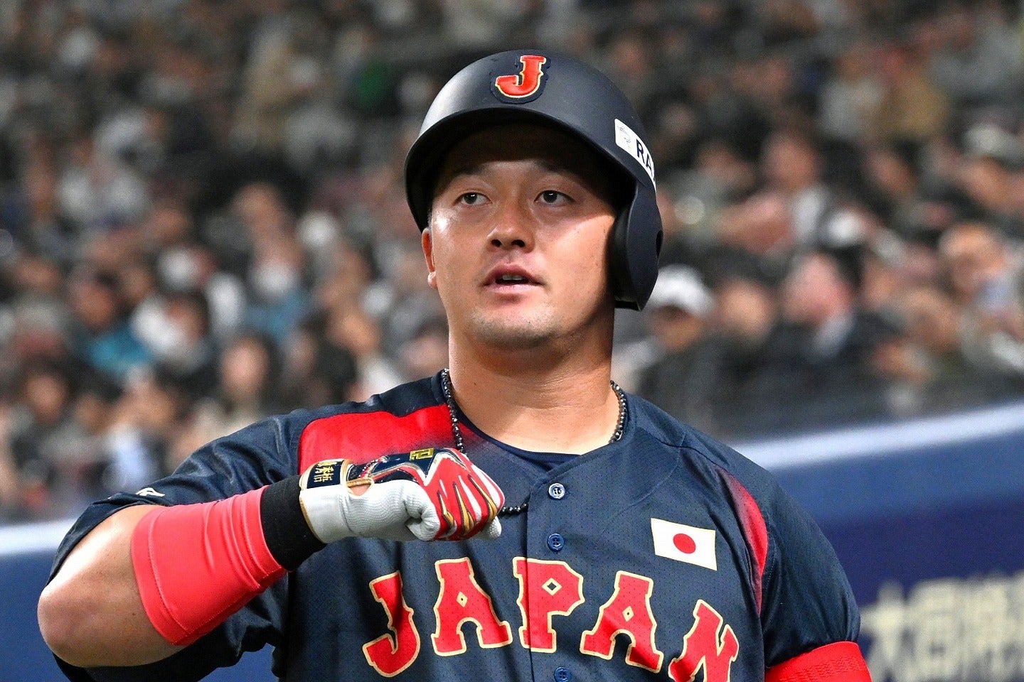 大谷のイジリにリアクションした牧。(C)Getty Images