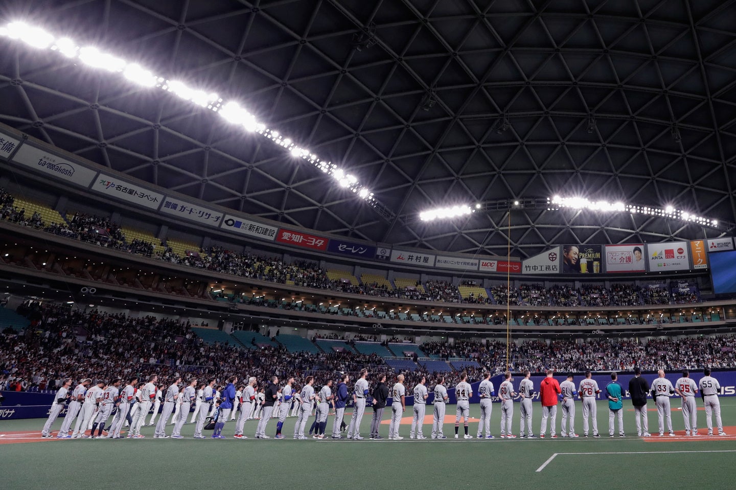 バンテリンドームで行なわれた侍ジャパン対中日の強化試合を、人気俳優が観戦していた。(C)Getty Images