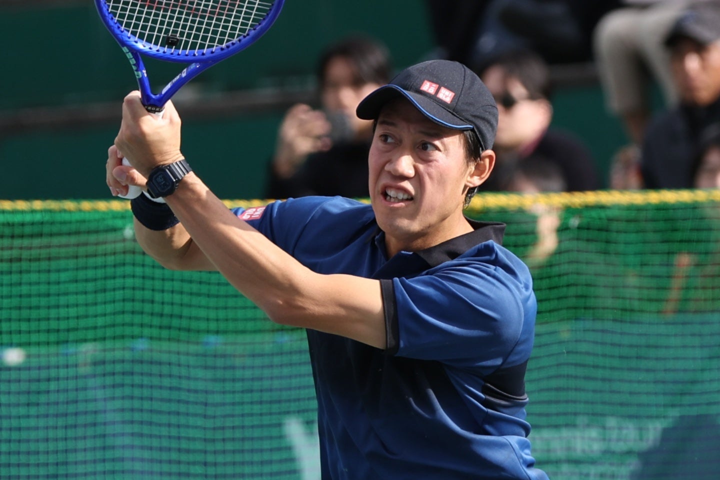 右肩のケガで戦線離脱していた錦織が「ティオンビル・チャレンジャー」で実戦復帰。20歳年下のジェイドを圧倒した。※写真は昨年の横浜慶應チャレンジャー。写真：滝川敏之