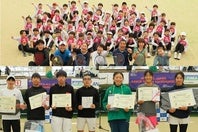 上段：スカウトキャラバンに参加した元気な子どもたち。下段：14歳以下の入賞選手。写真提供：JPTA