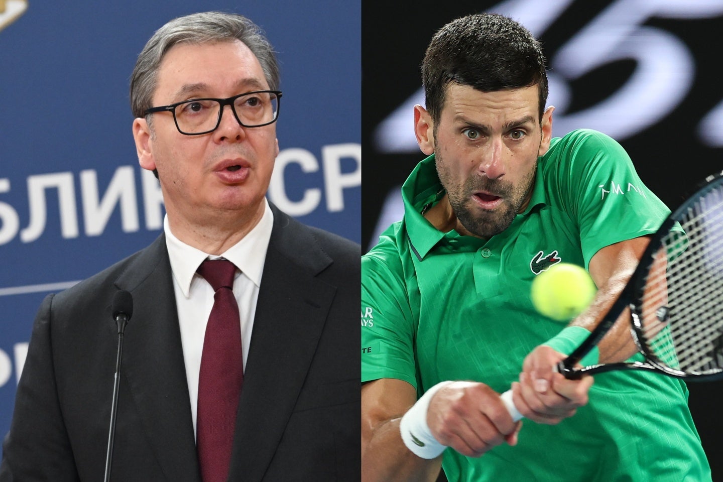 ジョコビッチ（右）のギリシャ・アテネ移住を巡る問題に、セルビアのブチッチ大統領（左）がついに公の場で言及した。(C)Getty Images