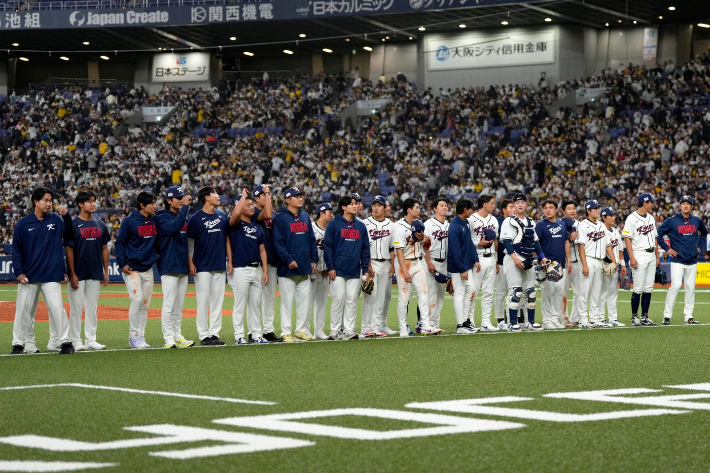 京セラドーム大阪で行なわれた阪神タイガース対韓国の強化試合は３対３で引き分けだった。（C）Getty Images