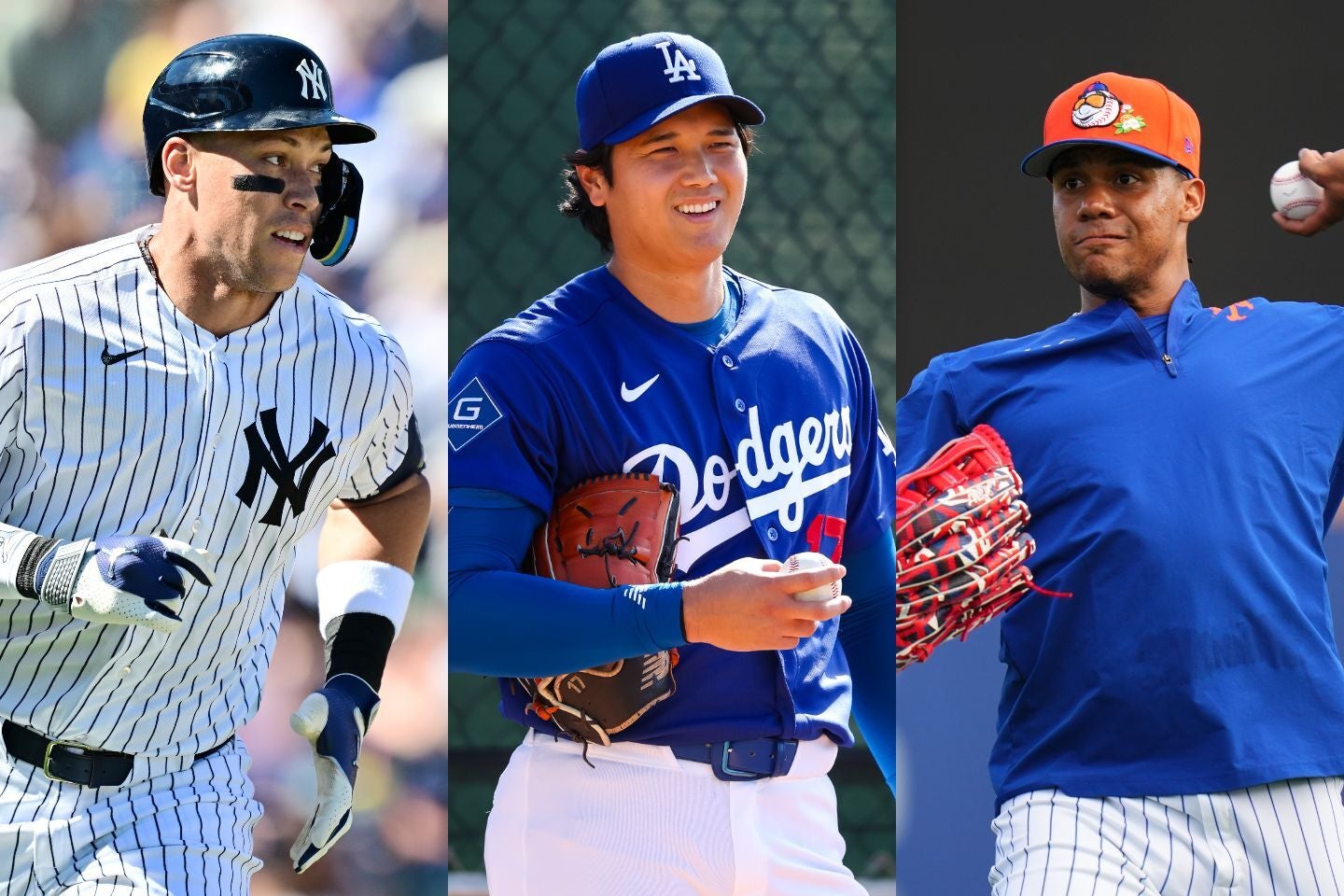 WBCで世界一を狙う、左からジャッジ、大谷、ソト。(C)Getty Images