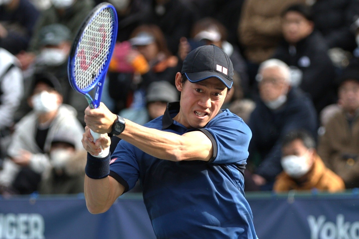 ティオンビル・チャレンジャー予選決勝で、錦織が足の治療を受けながらも粘り強く戦い抜き、本戦切符をつかんだ。※写真は昨年の横浜慶應チャレンジャー。写真：滝川敏之