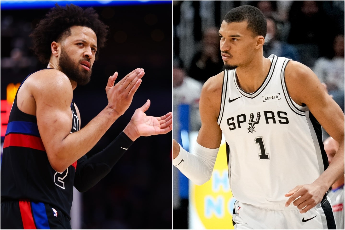 ２月の月間MVPに選ばれたピストンズのカニングハム(左)とスパーズのウェンバンヤマ(右)。(C)Getty Images