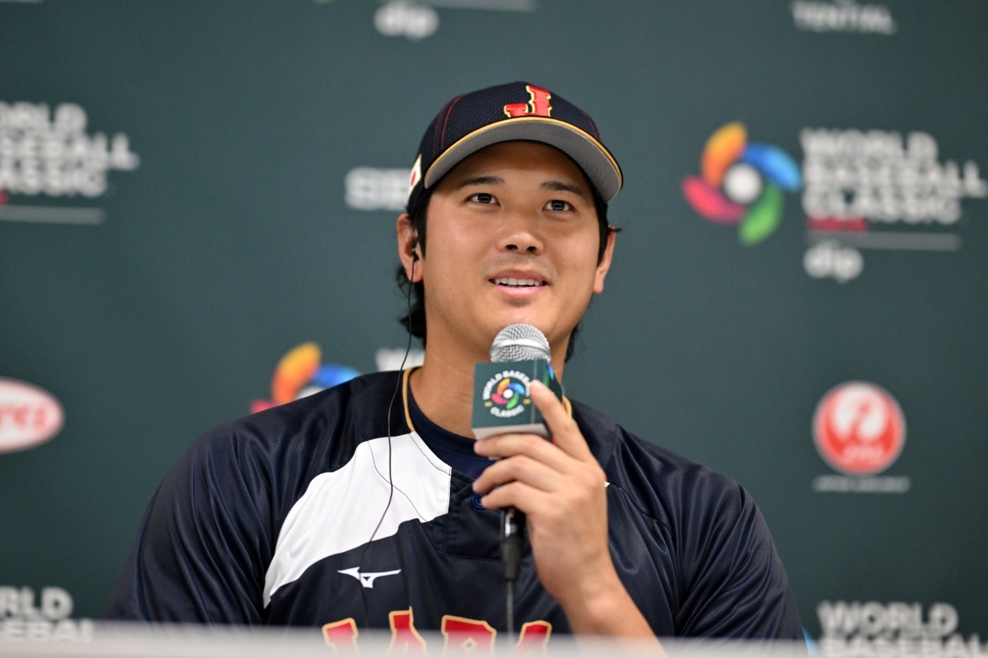WBC開幕前日会見に出席した大谷翔平。(C) Getty Images