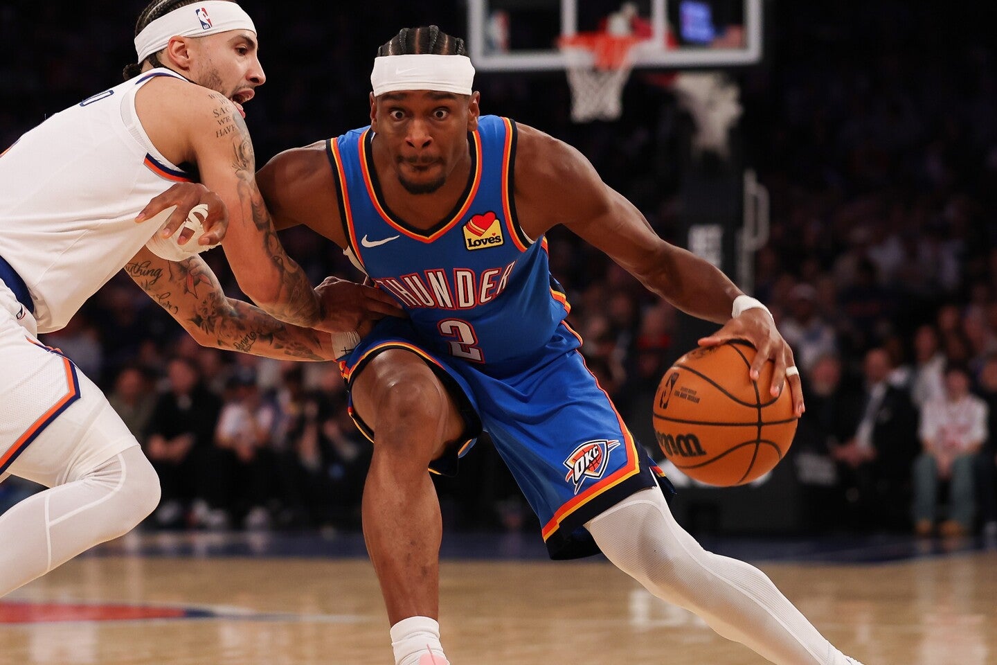 ニックス撃破の原動力となったSGA。同時に、奇抜なファッションにも注目が集まった。(C)Getty Images