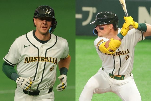 台湾戦で値千金のホームランを放ったパーキンス（左）とバザーナ（右）。写真：梅月智史（THE DIGEST写真部）