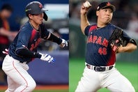 大谷のグランドスラムに注目が集まったが、その裏で若月（写真左）や藤平（右）など、いい仕事をした選手たちがいたことを忘れてはならない。(C)Getty Images