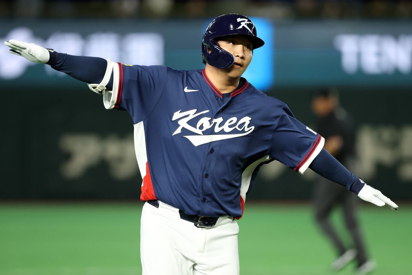 ムン・ボギョンが３打数３安打４打点の大暴れ。韓国を力強く牽引している。(C)Getty Images