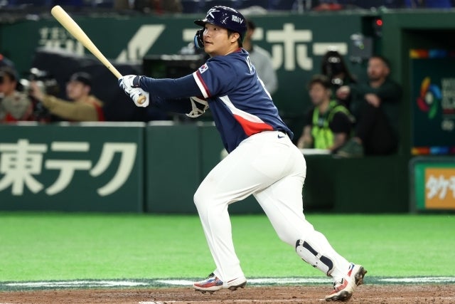 オーストラリア戦で２ランホームランなど４打点を挙げたムン・ボギョン。写真：梅月智史（THE DIGEST写真部）