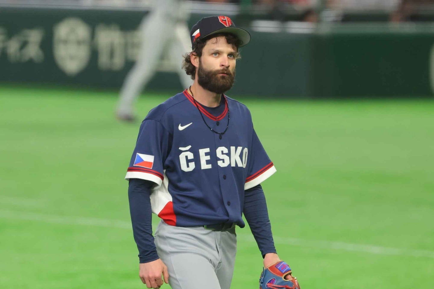 チェコ先発のサトリア。67球の快投で侍J打線を５回途中まで無失点に抑え、マウンドを降りた。写真：梅月智史（THE DIGEST写真部）