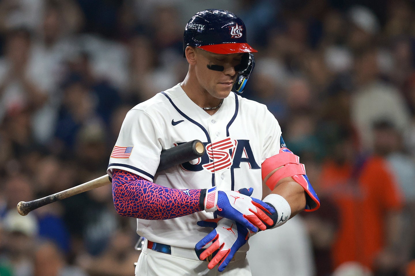 米国の主将ジャッジ。空振り三振に倒れ、最後の打者となった。(C)Getty Images