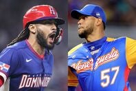 タティースJr.（左）はロドリゲス（右）から過去の対戦で２本塁打を放つなど好相性を誇る。(C)Getty Images