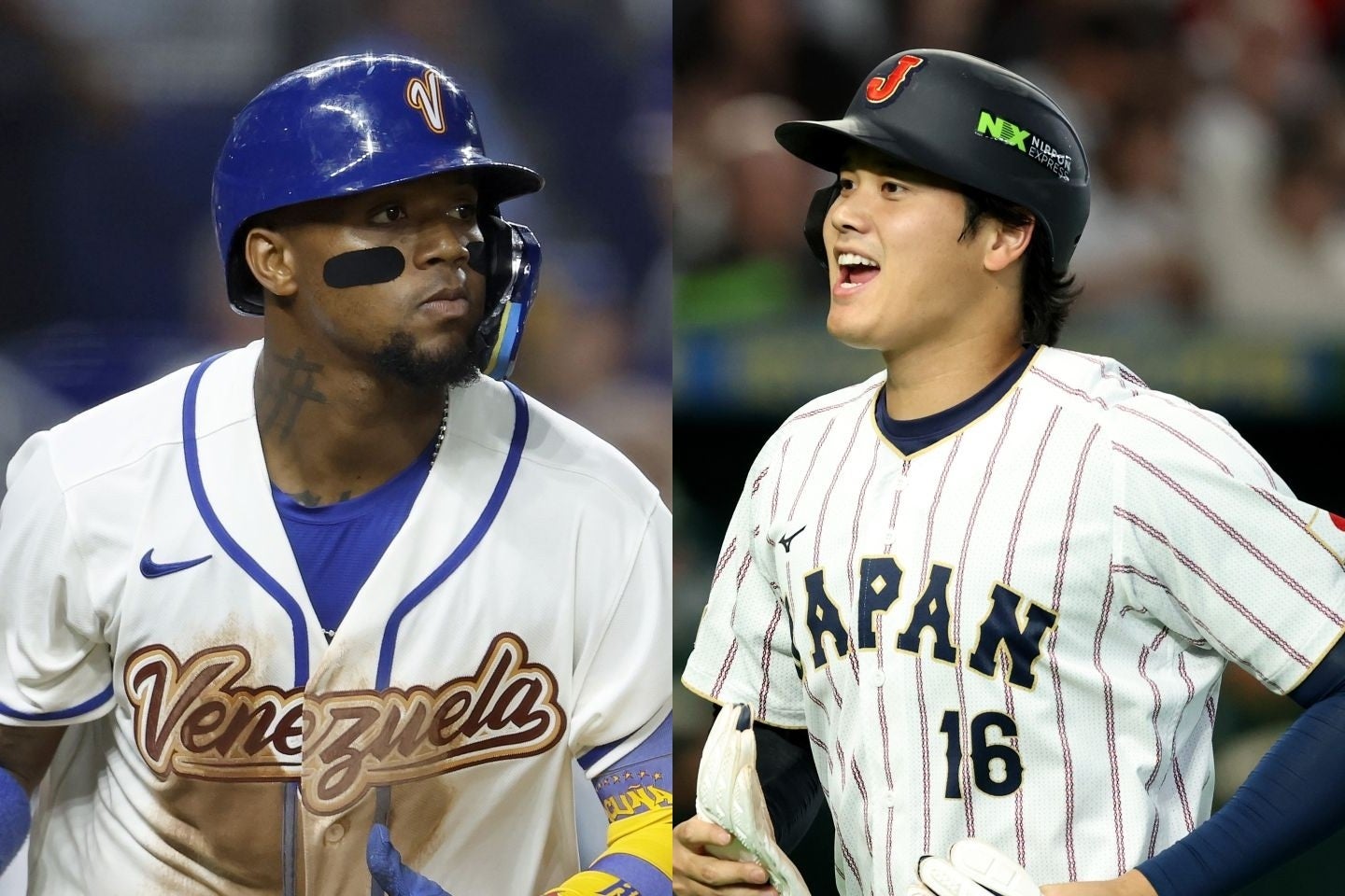 ベネズエラと日本のリードオフマンであるアクーニャJr.と大谷。(C) Getty Images