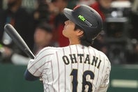 ジャッジやソトらを抑え、MVP予想でトップに立っている日本代表の大谷翔平。写真：梅月智史（THE DIGEST写真部）