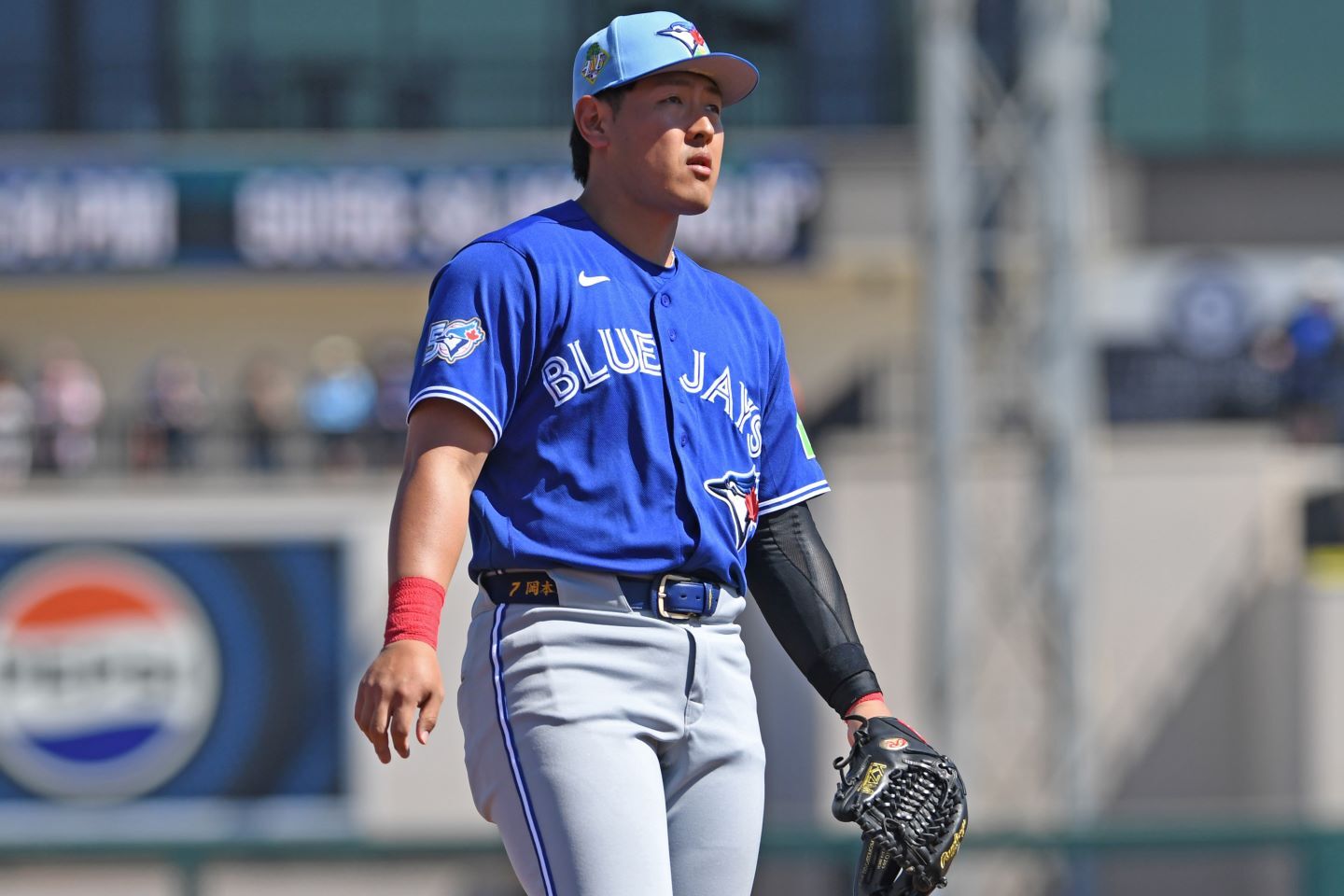 ブルージェイズで三塁を守る岡本。(C)Getty Images