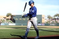 オープン戦で打率.435と好調のキム・ヘソン。(C)Getty Images