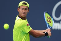 マイアミ・オープン１回戦で92位のコバチェビッチを破り、ATPツアー本戦初白星を挙げた坂本怜は、２回戦で元１位のメドベージェフに果敢に挑んだ。(C)Getty Images