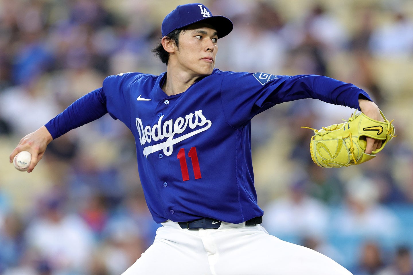 オープン戦に登板したドジャースの佐々木。（C）Getty Images