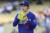 オープン戦に登板した佐々木朗希は、８四死球を与えるなど苦しい投球で降板した。（C）Getty Images