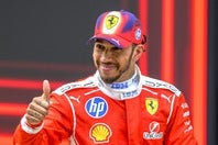 殺陣を披露したハミルトン。(C)Getty Imaeges