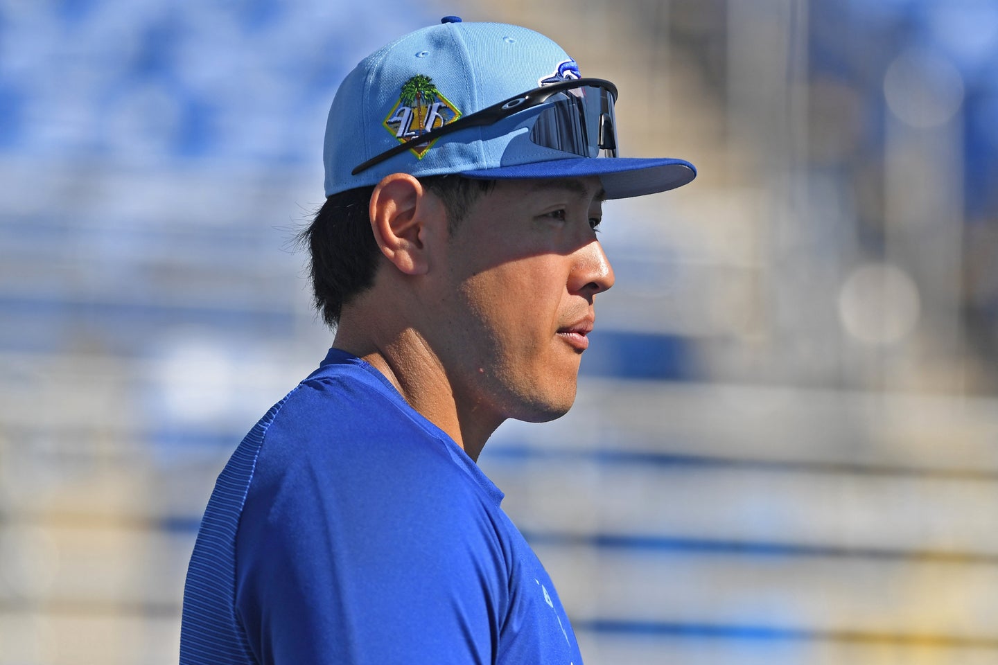 ブルージェイズの岡本が地元放送局のインタビューに答え、その回答がファンの関心を誘っている。（C）Getty Images