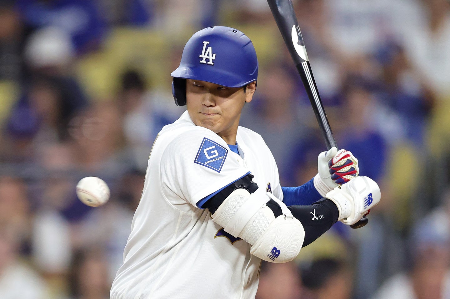 第４打席に死球を受けた大谷翔平。（C）Getty Images