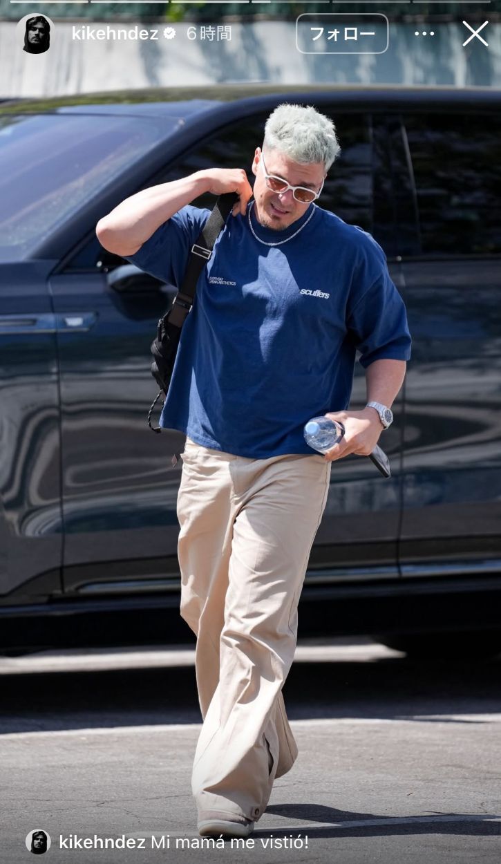 ドジャースタジアム入りするキケ。写真：公式インスタグラム（@kikehndez）のスクリーンショット