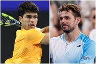 現役最後のシーズンに挑むワウリンカ（右）が、未対戦のアルカラス（左）との対決を“ささやかな夢”として明かした。（C）Getty Images