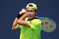 坂本がマラケシュ(モロッコ）の予選２回戦でトルンゲリッティと対戦する。（C）Getty Images