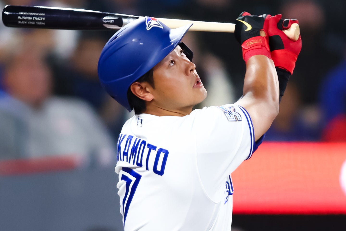 ブルージェイズの岡本。待望のメジャー初本塁打を放った。（C）Getty Images